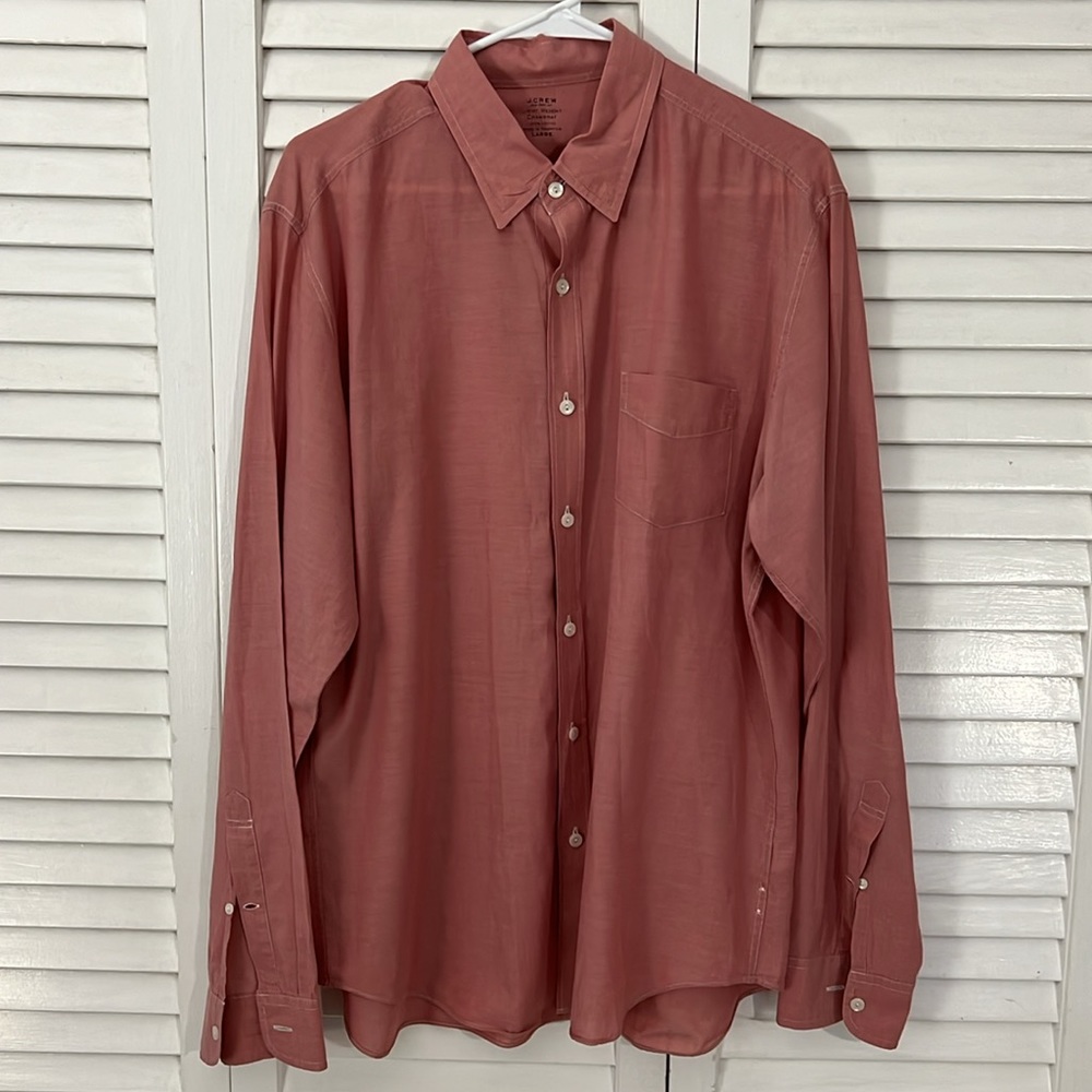 Men’s J.Crew heather Pink long sleeve shirt Large